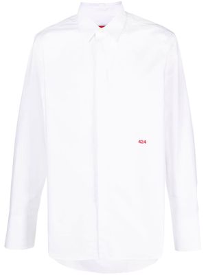 424 embroidered logo long-sleeve shirt - White