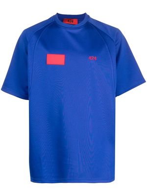 424 embroidered-logo panelled T-shirt - Blue