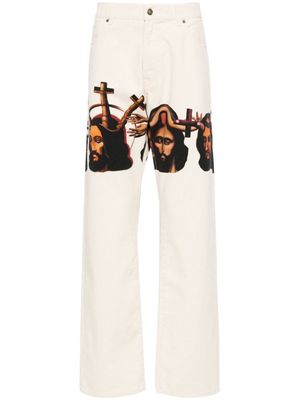 424 graphic-print baggy jeans - White