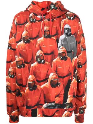 424 graphic-print drawstring hoodie - Red