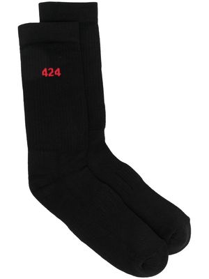 424 intarsia-logo socks - Black