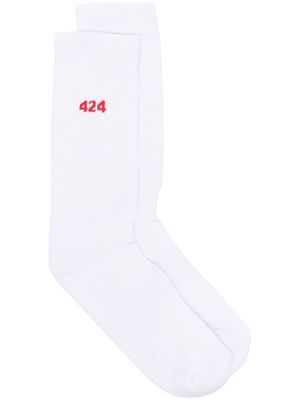 424 intarsia-logo socks - White