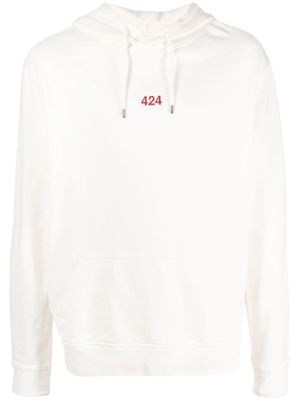424 logo-embroidered cotton hoodie - White