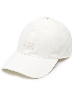 424 logo-embroidery baseball cap - White