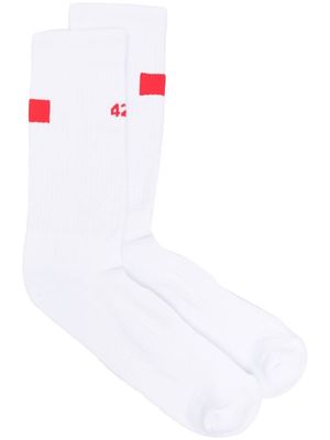 424 logo intarsia ribbed socks - White
