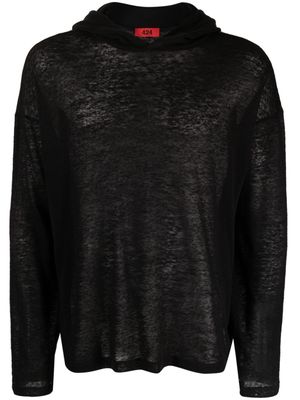 424 mesh long-sleeve hoodie - Black