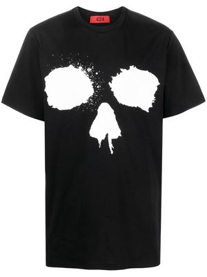 424 paint-splatter-face-print T-shirt - Black