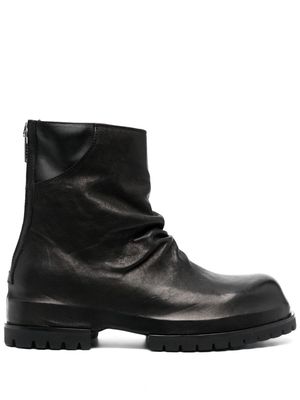 424 ruched leather ankle boots - Black
