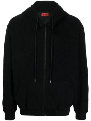 424 textured logo-embroidered hoodie - Black