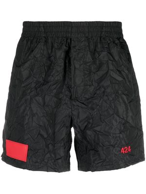 424 wrinkled-effect track shorts - Black