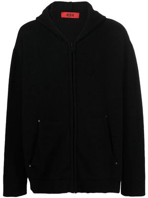 424 zip-up wool-blend hoodie - Black