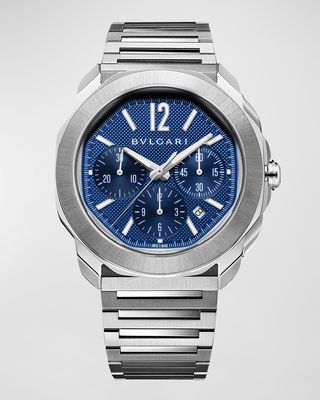 42mm Octo Roma Chronograph Watch with Blue Dial