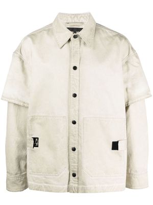 44 LABEL GROUP double-layered sleeve denim jacket - Neutrals
