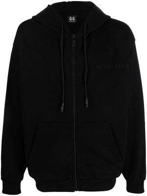 44 LABEL GROUP embroidered-logo zip-up hoodie - Black