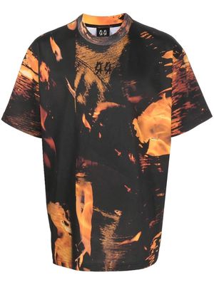 44 LABEL GROUP flame-print short-sleeve T-shirt - Black
