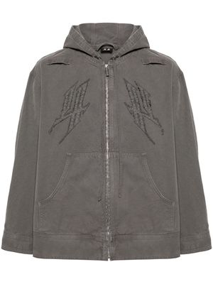 44 LABEL GROUP Fraktur cotton hooded jacket - Grey