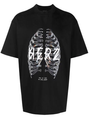 44 LABEL GROUP Herz graphic-print cotton T-shirt - Black