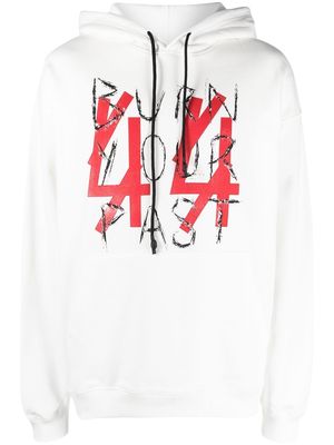 44 LABEL GROUP logo-embroidered cotton hoodie - White