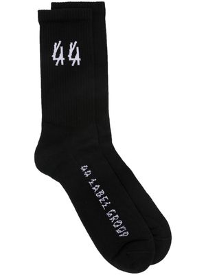 44 LABEL GROUP logo-intarsia mid-calf socks - Black