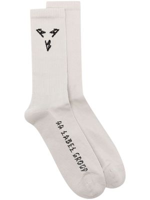 44 LABEL GROUP logo-intarsia ribbed socks - Grey
