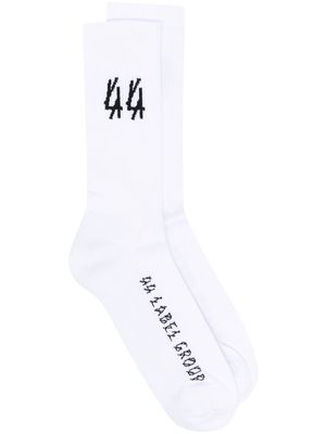 44 LABEL GROUP logo-intarsia ribbed socks - White