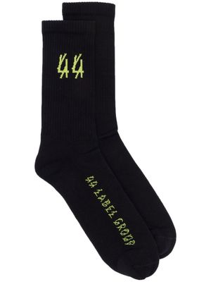 44 LABEL GROUP logo-print ribbed knit socks - Black