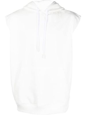 44 LABEL GROUP logo-print sleeveless drawstring hoodie - White