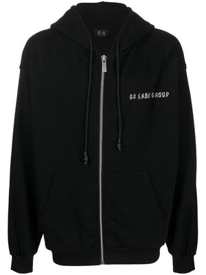 44 LABEL GROUP logo-print zipped hoodie - Black