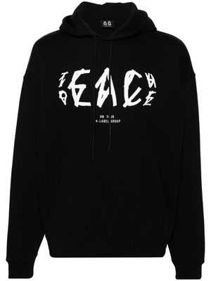 44 LABEL GROUP Peace-logo cotton hoodie - Black