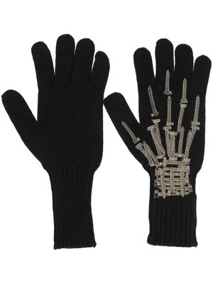 44 LABEL GROUP skeleton-detail knitted gloves - Black