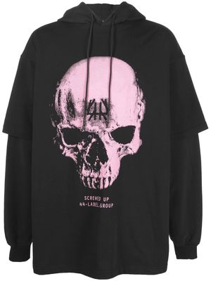 44 LABEL GROUP skull-print logo hoodie - Black