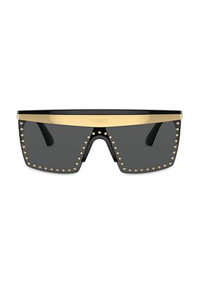 44MM Studded Squared Aviator Sunglasses