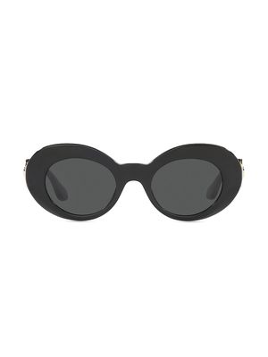 45MM Oval Sunglasses - Black - Black