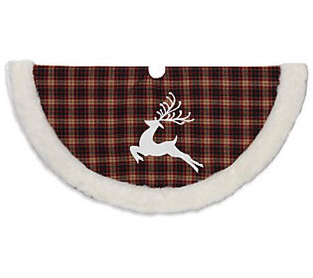 48-in D Buffalo Plaid Tree Skirt w/ Deer by Ger son Co