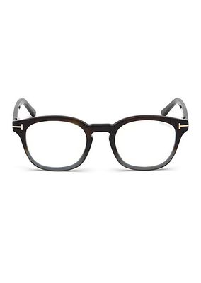 49MM Blue Block Gradient Soft Square Eyeglasses