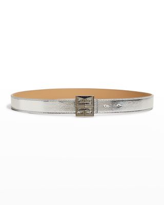 4G Silver Leather Belt