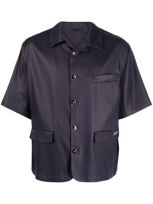 4SDESIGNS flap-pockets tencel-blend shirt - Blue