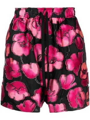 4SDESIGNS floral-print drawstring shorts - Black