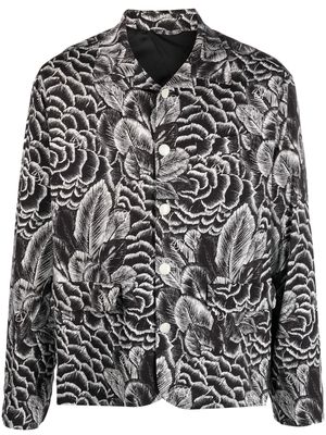 4SDESIGNS floral-print long-sleeve shirt - Black