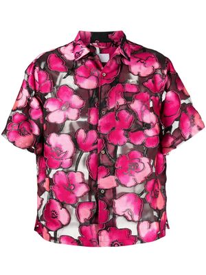 4SDESIGNS floral-print short-sleeve shirt - Black