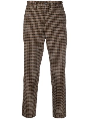 4SDESIGNS houndstooth virgin-wool cropped trousers - Brown