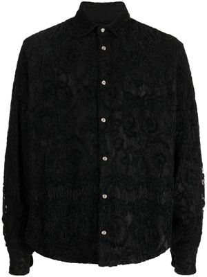 4SDESIGNS lace-overlay shirt jacket - Black