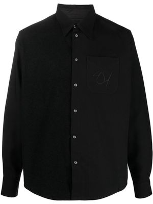4SDESIGNS logo-embroidered long-sleeve shirt - Black