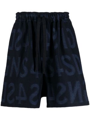 4SDESIGNS logo-print cotton bermuda shorts - Blue