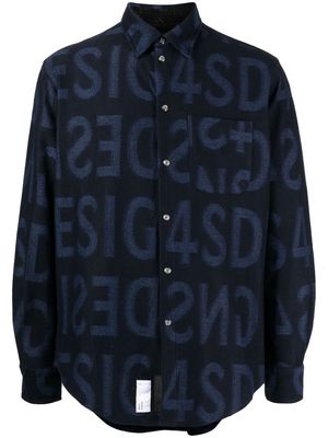 4SDESIGNS logo-print cotton shirt - Blue