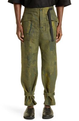 4SDesigns Mil Camo Relaxed Fit Jacquard Pants in 55 Olive