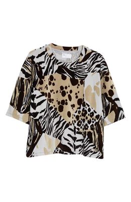 4SDesigns Mixed Animal Print Woven T-Shirt in Grey Multi