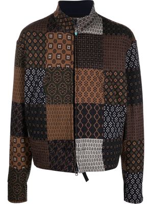 4SDESIGNS patchwork virgin wool blend jacket - Brown