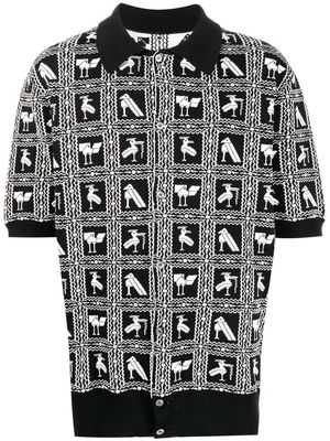 4SDESIGNS pixelated-print polo shirt - Black