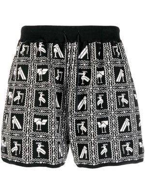 4SDESIGNS pixelated-print track shorts - Black